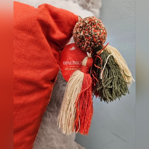 Oblong Embroidered Leaf Pattern Accent Pillow Rust - Picture 7 of 9